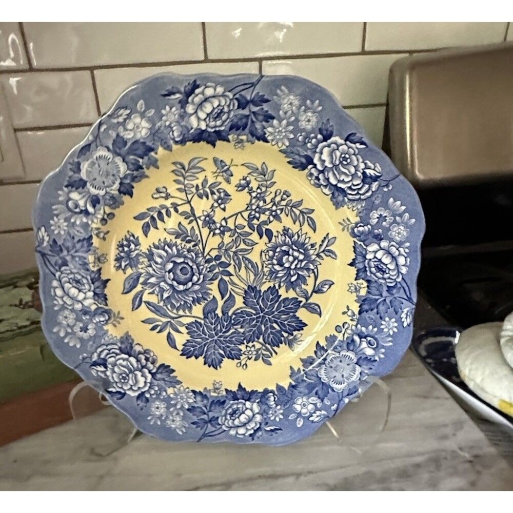 Spode Blue Room JASMINE Luncheon Plate Garden Collection British Flowers 9.5"